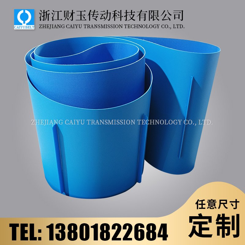 浙江財(cái)玉傳動(dòng)科技有限公司/CAIYUBELT/藍(lán)色PU耐油亞光輸送帶