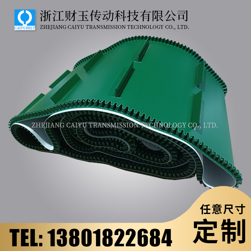 浙江財(cái)玉傳動(dòng)科技有限公司/CAIYUBELT/綠色亞光裙邊帶加擋板
